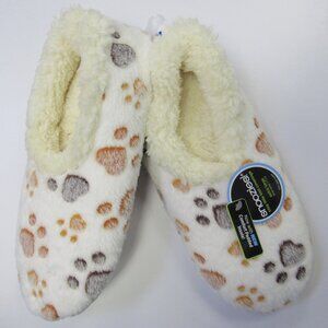 Women's Size XL 11/12 Snoozies! Multicolor Paw Print Slippers